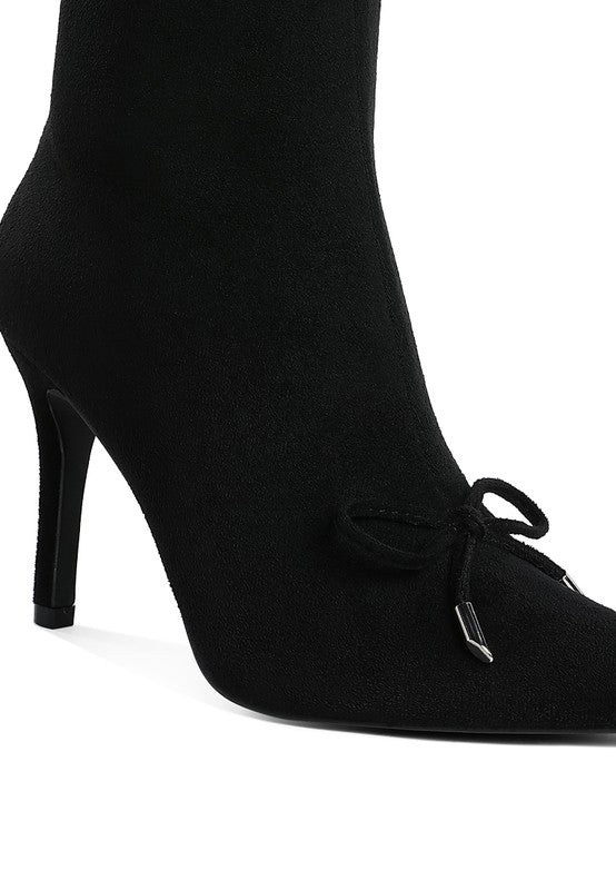 Dapers Bow Detail 3.5" Heel Ankle Boots - Tigbul's Variety Fashion Shop