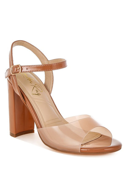 Kessel Tinted Clear Strap Block Heel Sandals - Tigbul's Variety Fashion Shop