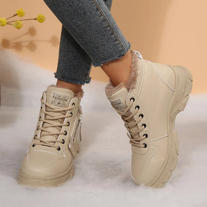 Premium Lace-Up Combat Boots with Fleece Line - Tigbul's Variety Fashion Shop