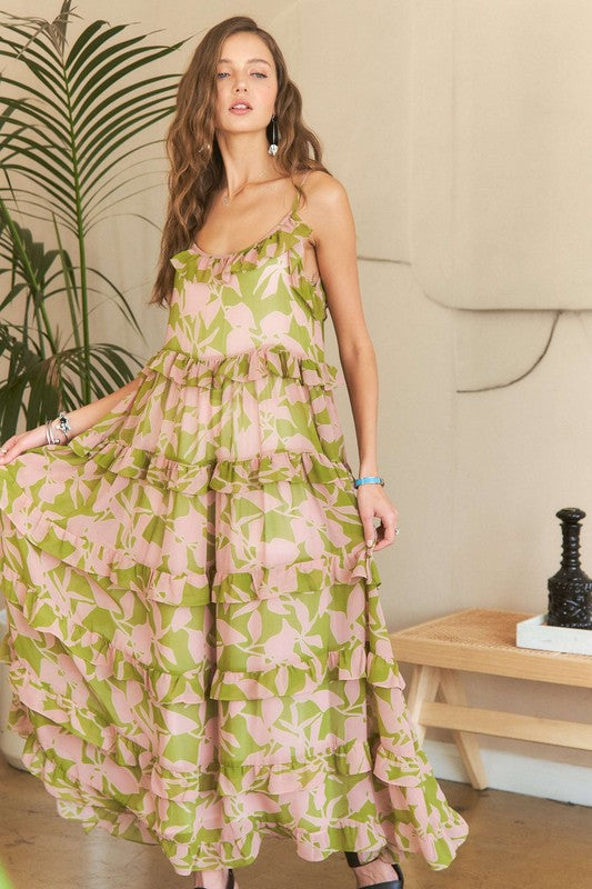 Ruffled Tiered Scoop Neck Cami Dress - Tigbul's Variety Fashion Shop