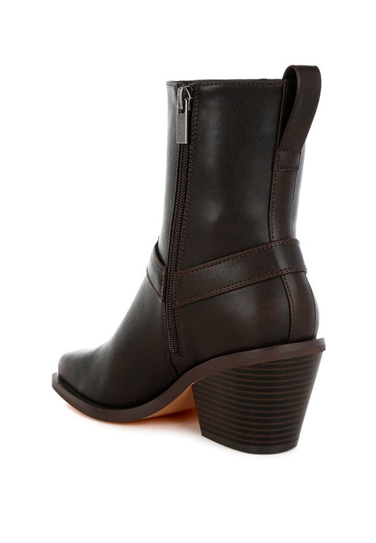 Baccata Elevated Harness Detail Ankle Boots - Tigbul's Variety Fashion Shop