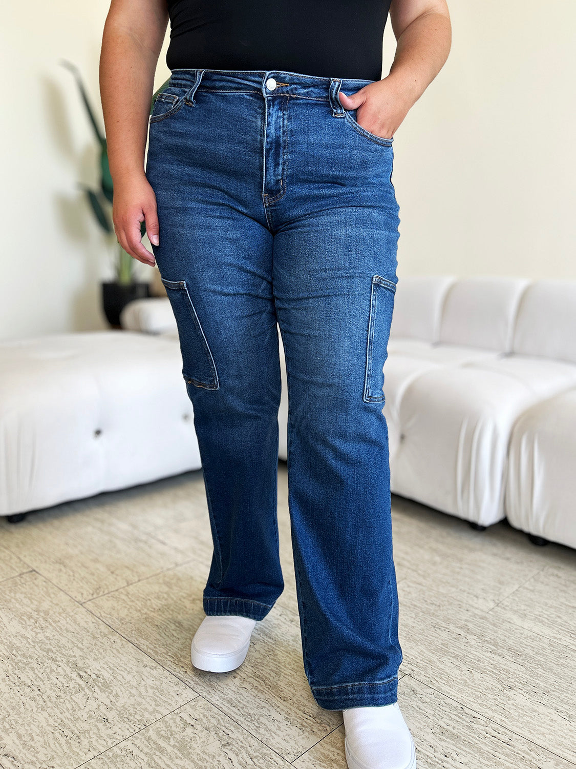 Judy Blue Full Size High Waist Straight Cargo Jeans - Tigbul's Variety Fashion Shop