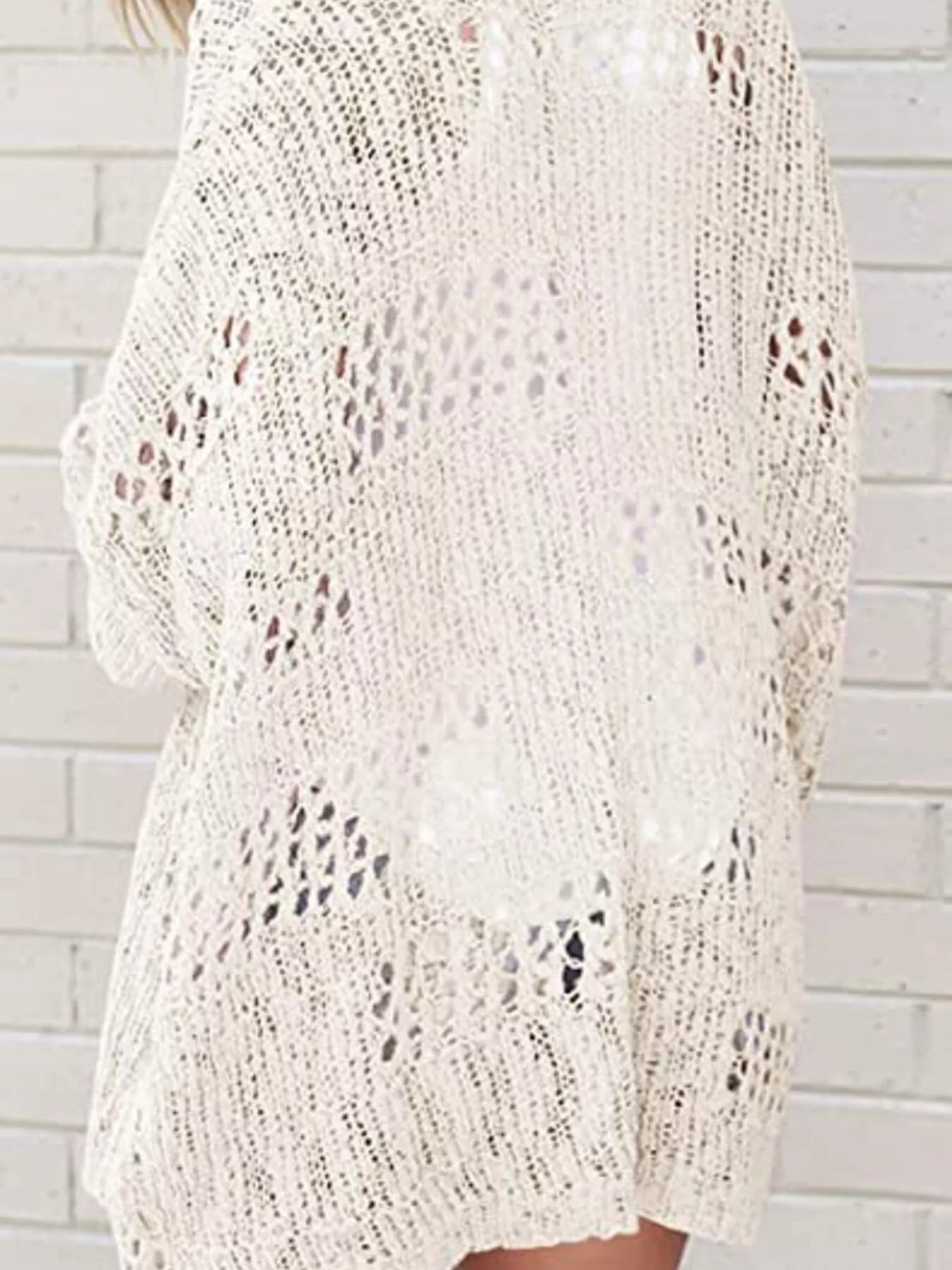 Full Size Openwork Open Front Lightweight Cardigan Plus Size - Tigbul's Variety Fashion Shop