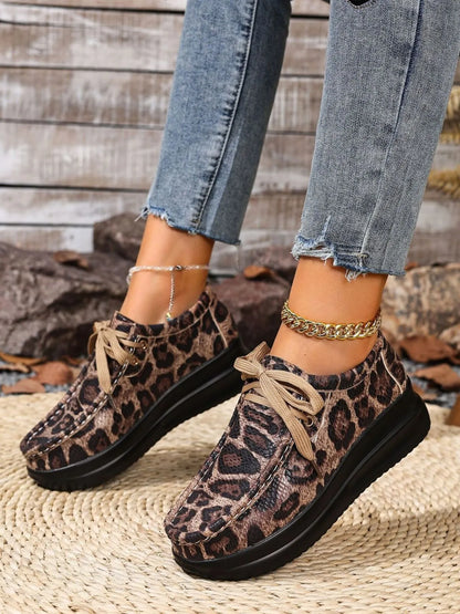 Leopard Round Toe Platform Loafers - Tigbul's Variety Fashion Shop