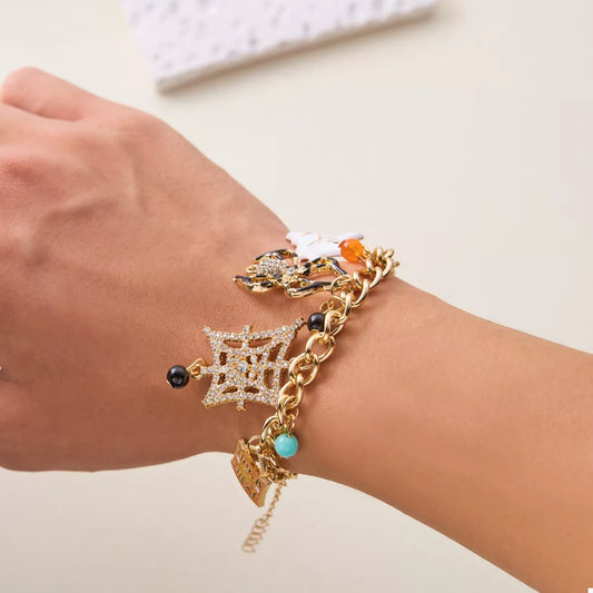 18K Gold-Plated Halloween Theme Bracelet - Tigbul's Variety Fashion Shop