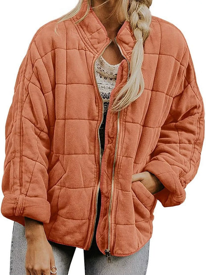 Quilted Zip Up Outerwear - Tigbul's Variety Fashion Shop
