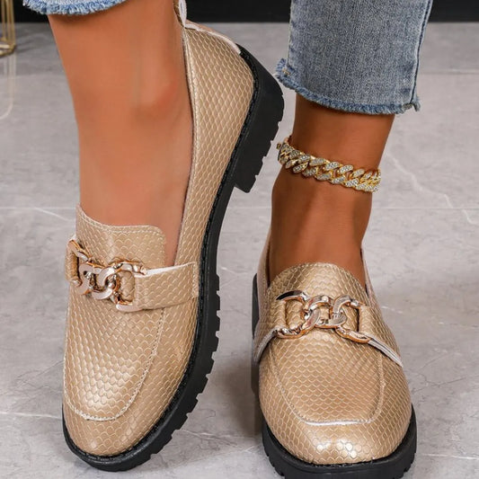 Ladies Round Toe Block Heel Loafers - Tigbul's Variety Fashion Shop