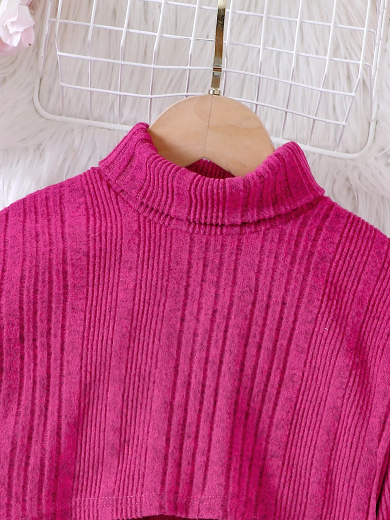 Children's Girls Ribbed Knit Two-Tone Dress Set - Tigbuls Variety