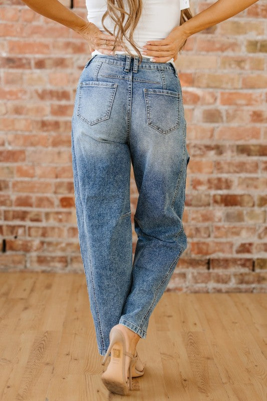 Denim Vintage Washed Seam Shift Jeans, Women's - Tigbul's Variety Fashion Shop