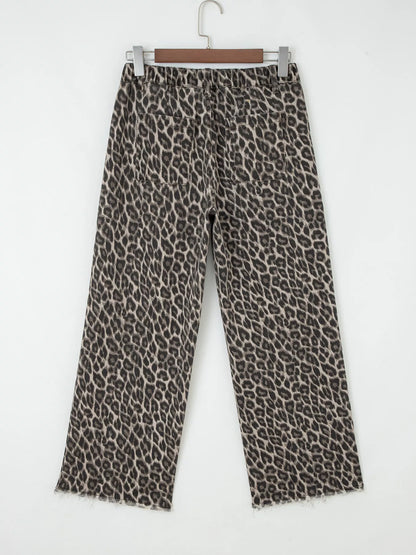 Leopard Straight Loose Leg Jeans - Tigbul's Variety Fashion Shop
