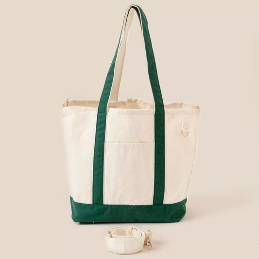 Fame Contrast Trim Tote Bag - Tigbul's Variety Fashion Shop