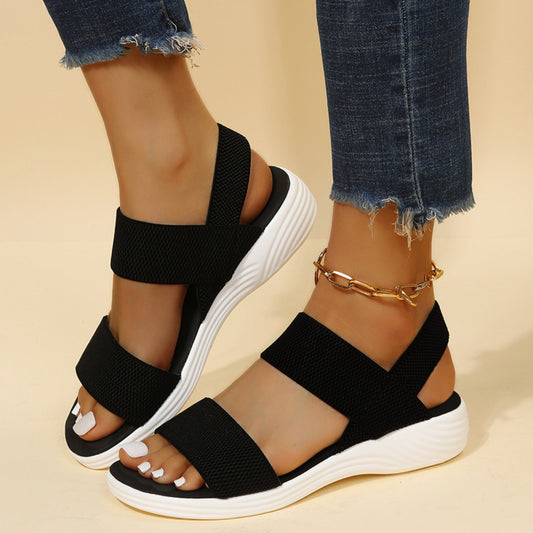 Rubber Open Toe Low Heel Sandals - Tigbuls Variety Fashion