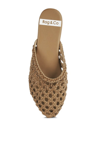 Wendigo Woven Real Leather Mules - Tigbul's Variety Fashion Shop