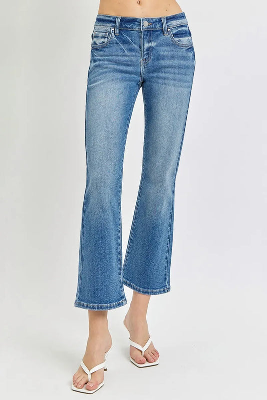 RISEN Full Size Low Rise Crop Flare Jeans Plus Size - Tigbul's Variety Fashion Shop