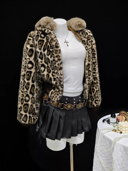 Leopard Faux Fur Hooded Outerwear - Tigbul's Variety Fashion Shop