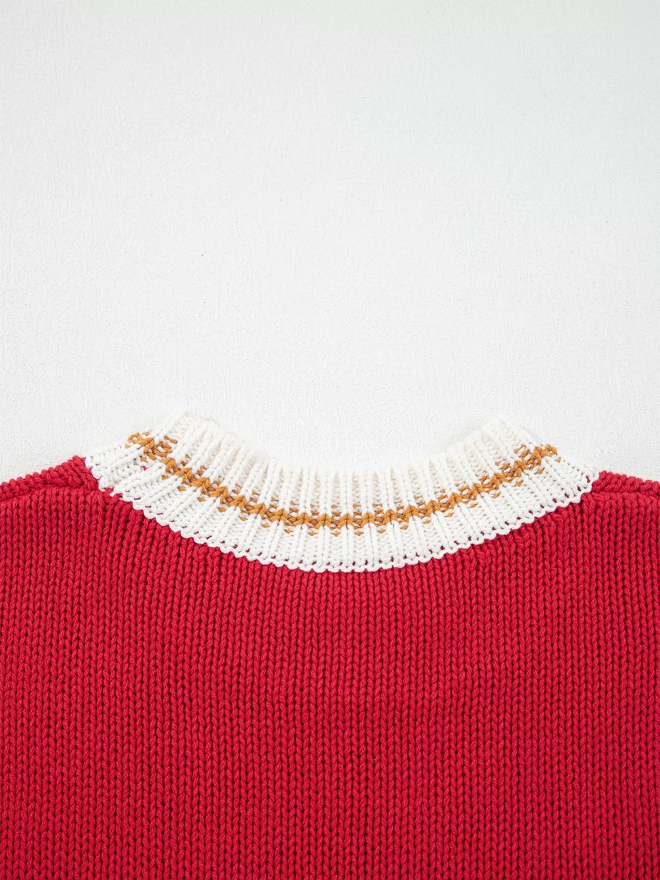 MERRY Contrast Edge Drop Shoulder Christmas Sweater - Tigbul's Variety Fashion Shop