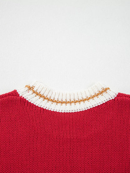 MERRY Contrast Edge Drop Shoulder Christmas Sweater - Tigbul's Variety Fashion Shop