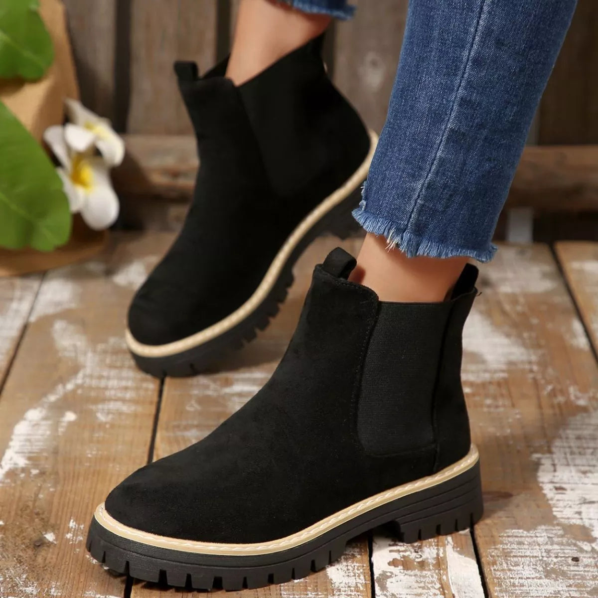 Round Toe Block Heels Boots - Tigbul's Variety Fashion Shop
