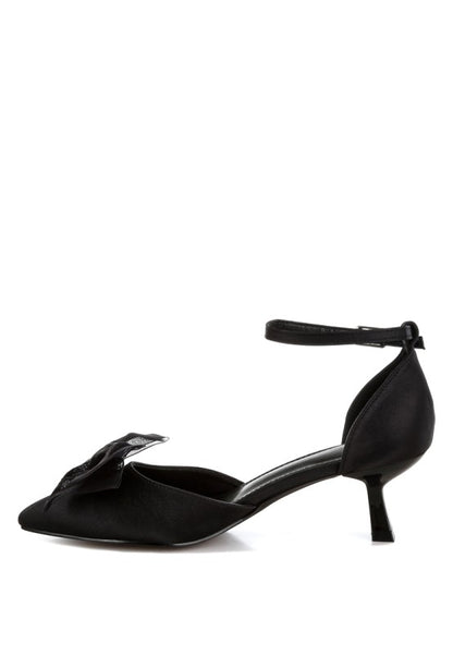 Cadell Bow Detail Satin Sandals - Tigbul's Variety Fashion Shop