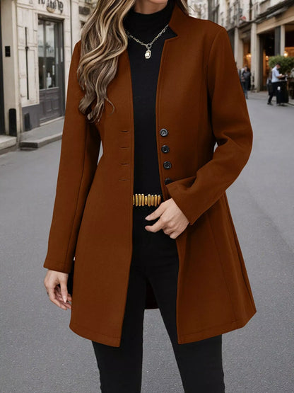 Button Up Long Sleeve Coat - Tigbul's Variety Fashion Shop