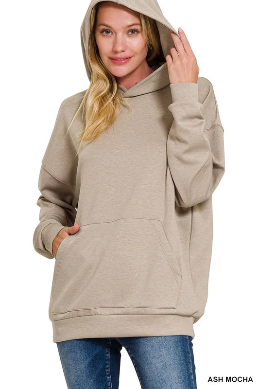 Zenana Oversized Scuba Hoodie with Kangaroo Pocket - Tigbul's Variety Fashion Shop