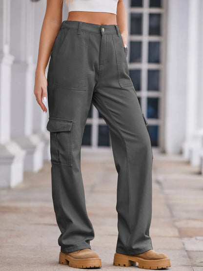 High-Waisted Cargo Jeans - Tigbul's Variety Fashion Shop