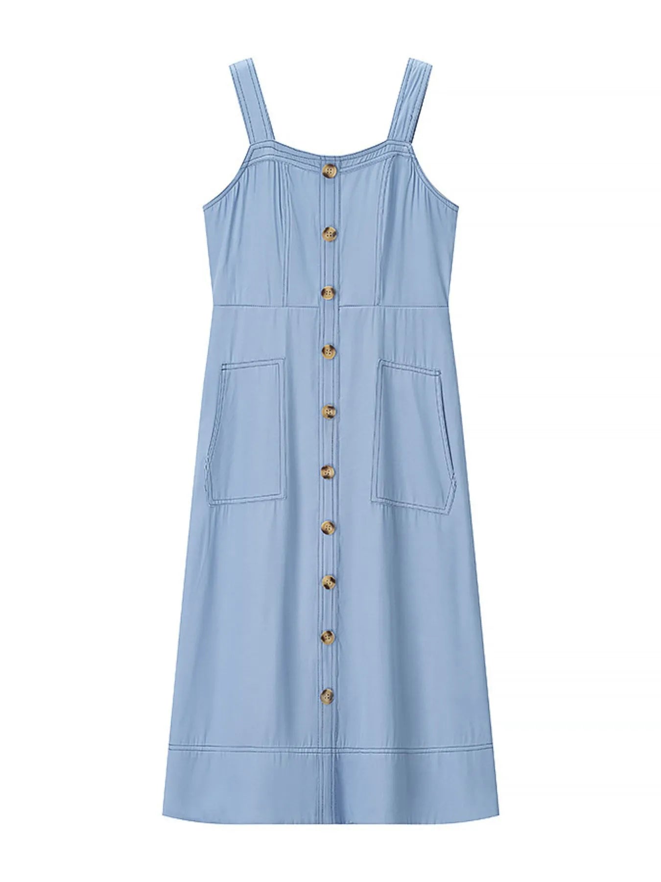 Wide Strap Sweetheart Neck Denim Dress - Tigbul's Variety Fashion Shop