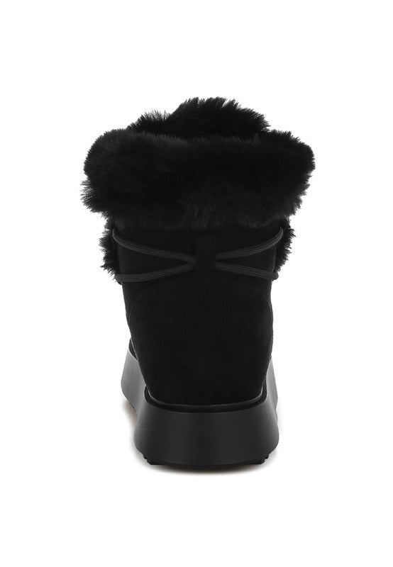 Bunting Faux Fur Collar Flatform Boots - Tigbul's Variety Fashion Shop