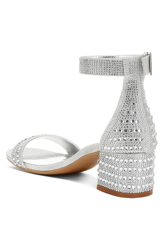 Twerky Rhinestones Embellished Block Sandals - Tigbul's Variety Fashion Shop