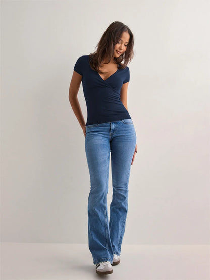 Surplice Short Sleeve T-Shirt - Tigbul's Variety Fashion Shop