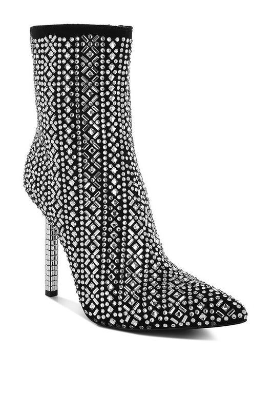 Gem Blaze Rhinestones Stiletto Boots - Tigbul's Variety Fashion Shop