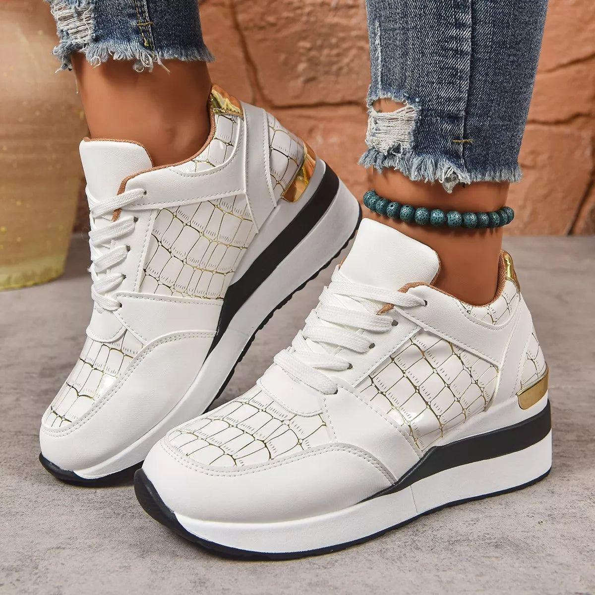 Lace Up Round Toe  Sneakers - Tigbul's Variety Fashion Shop