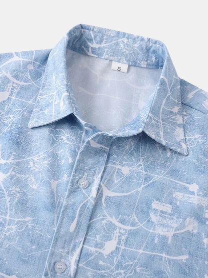 Men's Printed Short Sleeve Button Down Shirt - Tigbul's Variety Fashion Shop