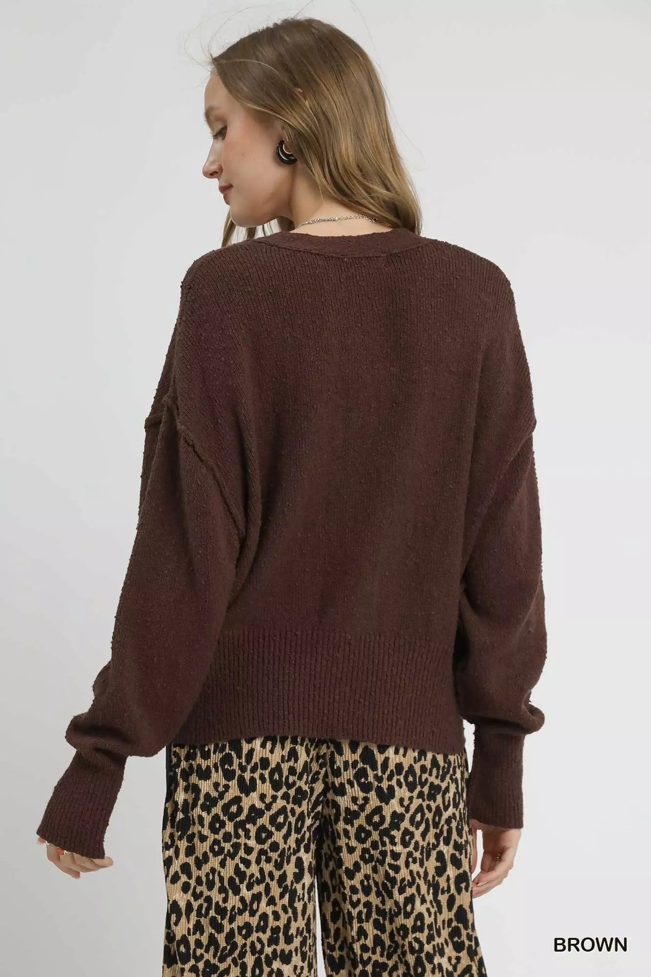 Umgee Button-Front V-Neck Knit Cardigan - Tigbul's Variety Fashion Shop