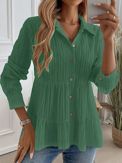Striped Button-Down Tiered Shirt - Tigbul's Variety Fashion Shop