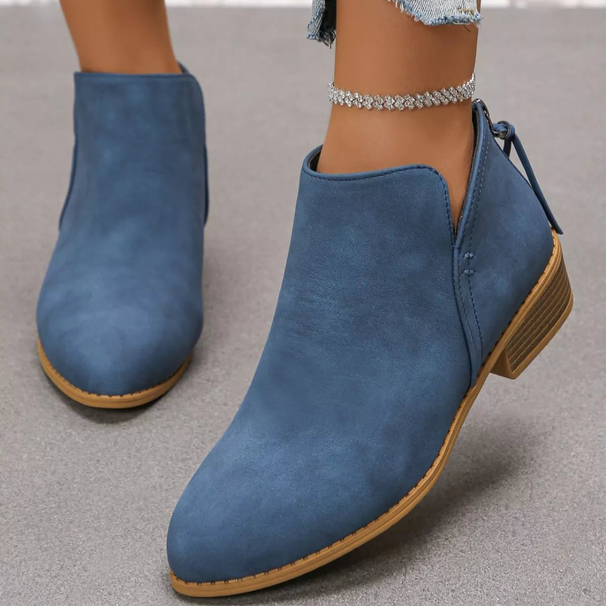 Women's Point Toe Block Heels Boots - Tigbul's Variety Fashion Shop