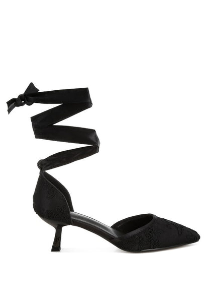 Laika Lace Kitten Heel Sandals - Tigbul's Variety Fashion Shop