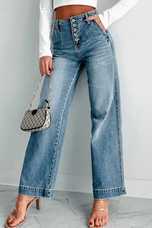 Button Fly High Waist Jeans - Tigbul's Variety Fashion Shop