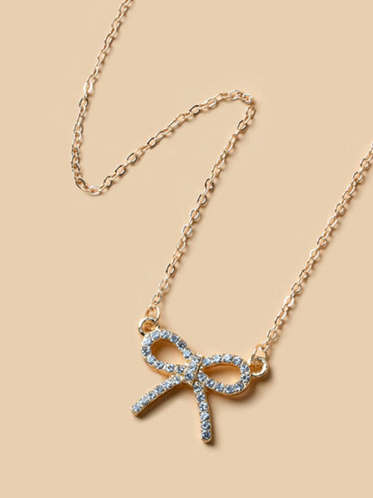 Zircon Bow Pendant Necklace - Tigbul's Variety Fashion Shop