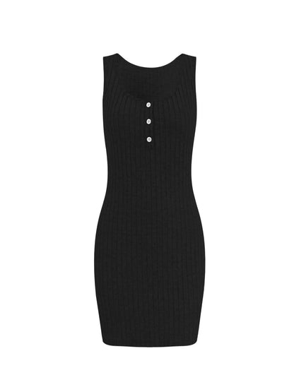 Ribbed Button Front Dress and Cardigan Sweater Set - Tigbul's Variety Fashion Shop