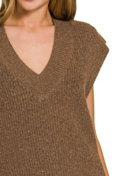 Zenana Oversized Sweater Vest with Side Slit - Tigbul's Variety Fashion Shop