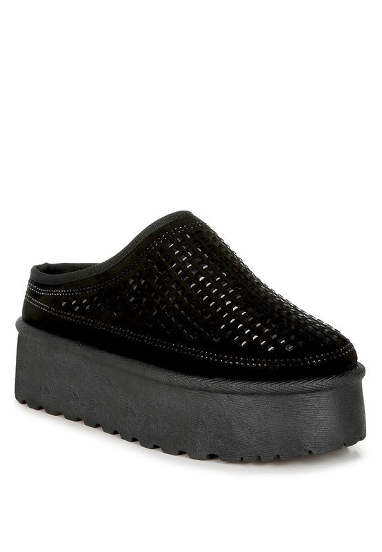 Kickles Rhinestones Embellished Classic Platform - Tigbul's Variety Fashion Shop