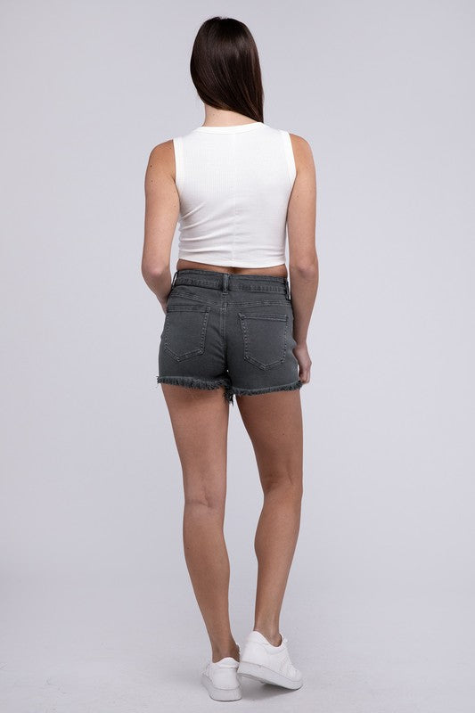 Acid Washed Frayed Cutoff Hem Shorts - Tigbuls Variety Fashion