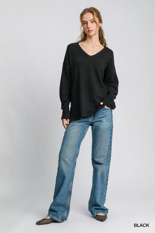Umgee Wool Blended Pullover Sweater - Tigbul's Variety Fashion Shop