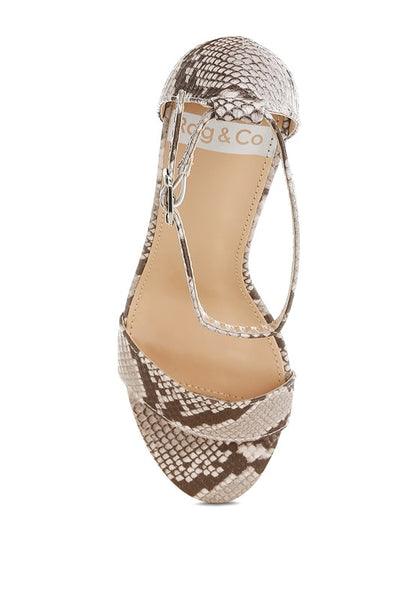 Kodor Snake Print Slim Wedge Heel Sandals - Tigbul's Variety Fashion Shop