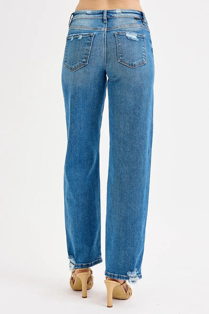 RISEN Full Size Mid Rise Baggy Jeans Plus Size - Tigbul's Variety Fashion Shop