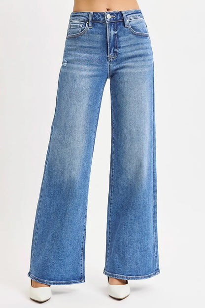 RISEN Full Size High Rise Wide Leg Jeans Plus Size - Tigbul's Variety Fashion Shop