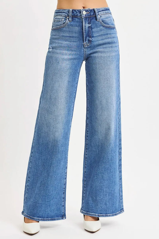 RISEN Full Size High Rise Wide Leg Jeans Plus Size - Tigbul's Variety Fashion Shop