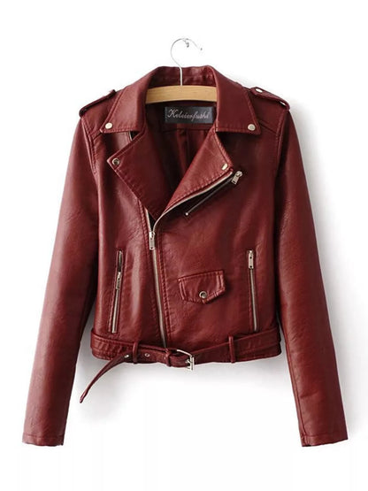 Full Size Zip Up Leather Motorcycle Biker Jacket Plus Size - Tigbul's Variety Fashion Shop