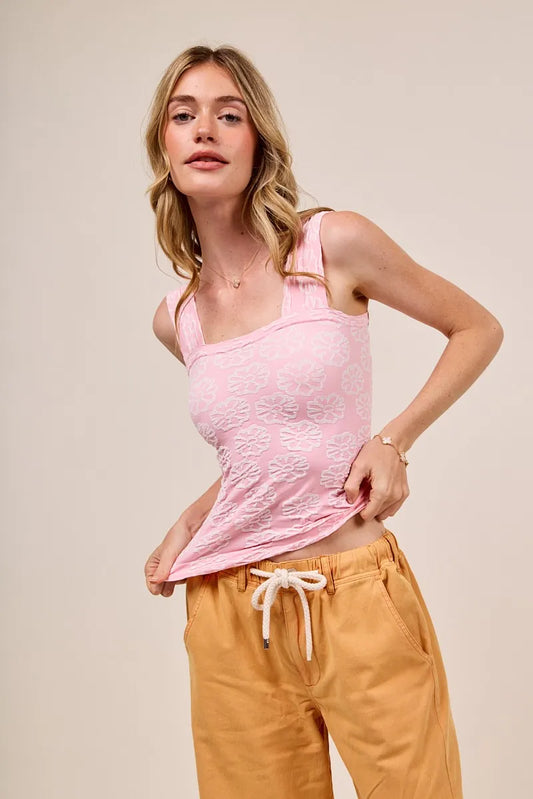 SO ME Two Tone Floral Seamless Tank Top - Tigbul's Variety Fashion Shop
